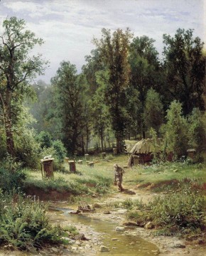 イワン・イワノビッチ・シーシキン Painting - 森の中のミツバチの家族 1876 年の古典的な風景 Ivan Ivanovich